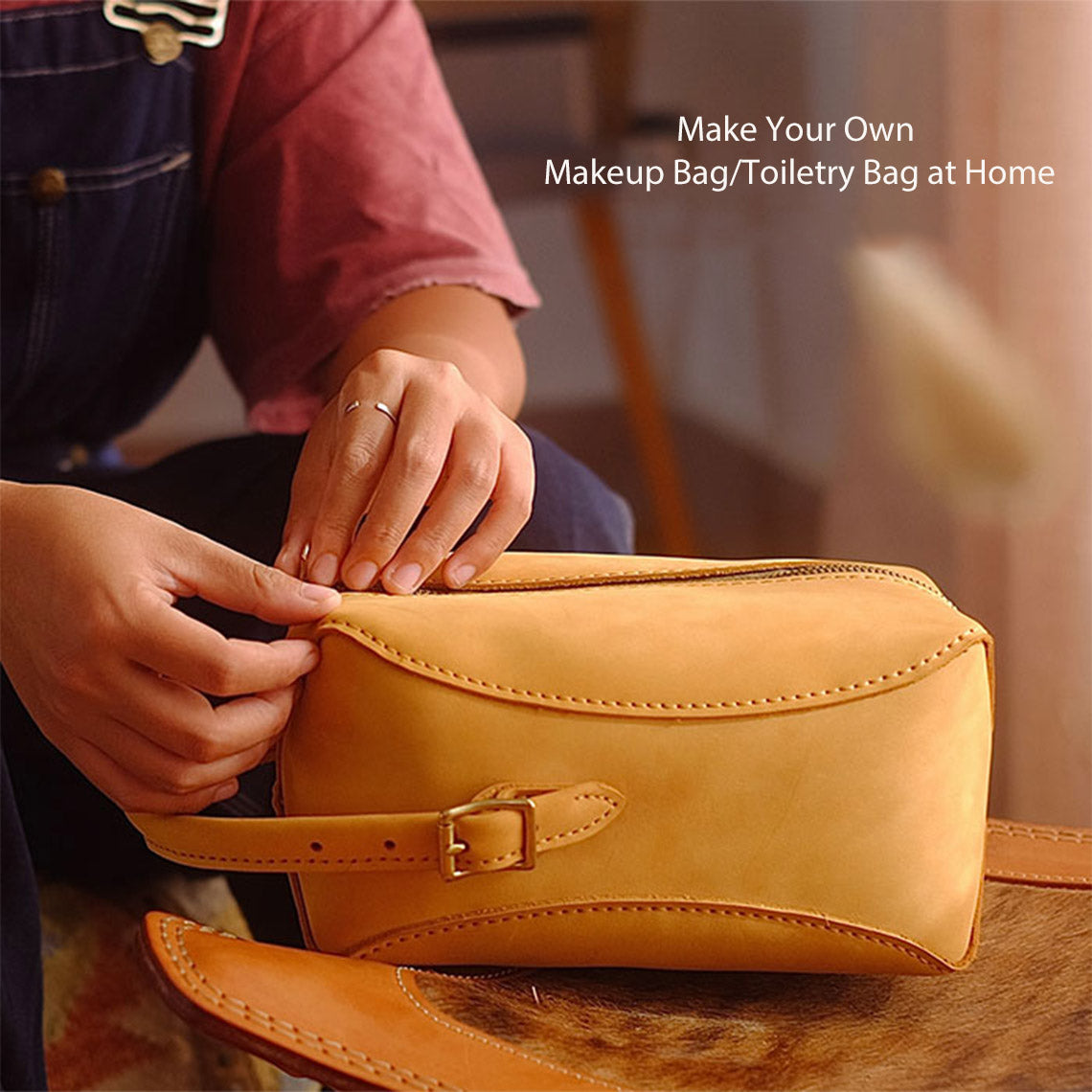 G8activist® Nubuck Leather Makeup Bag & Toiletry Bag DIY Kit - Image 3