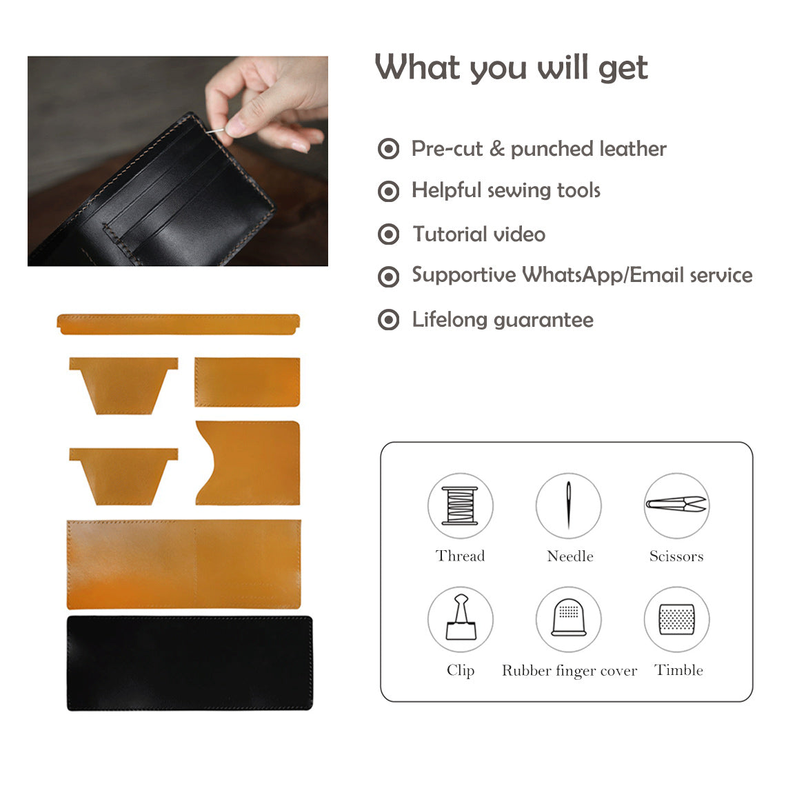 G8activist® Full Grain Leather Slim Wallet DIY Kit - Image 2