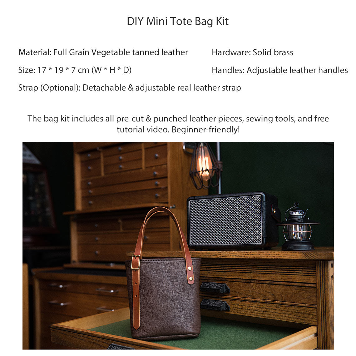 G8activist® Full Grain Leather Mini Tote Bag DIY Kit - Image 2