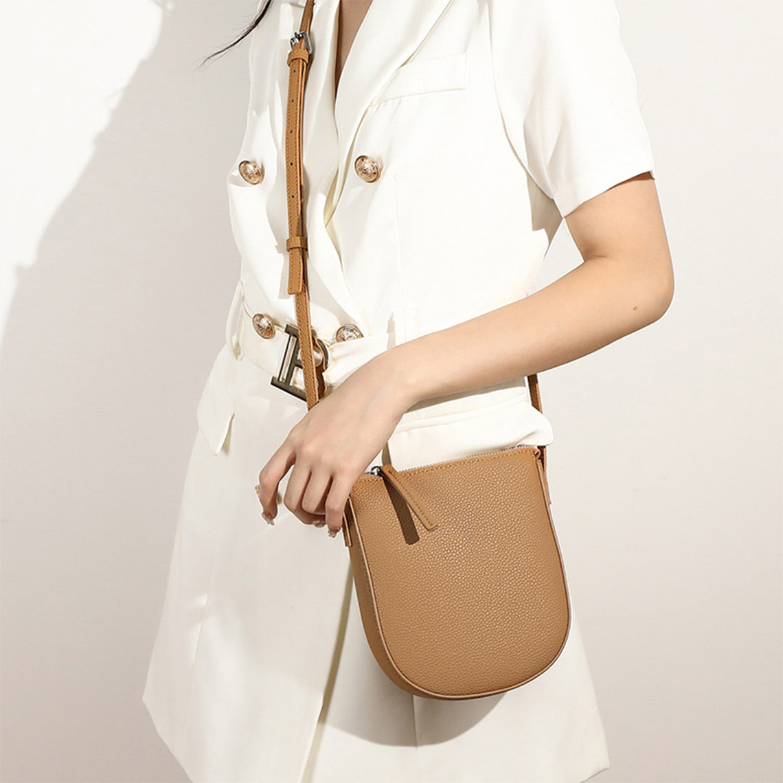 Leather Simple Crossbody Phone Bag - Image 5