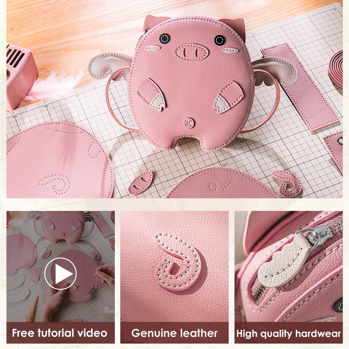 G8activist® Leather Crossing Flying Pig Bag DIY Kit - Image 3