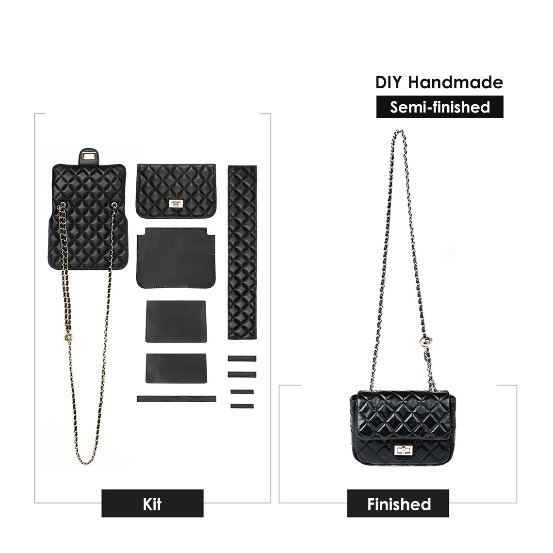 G8activist® Top Grain Leather Small Quilted Chain Bag DIY Kit