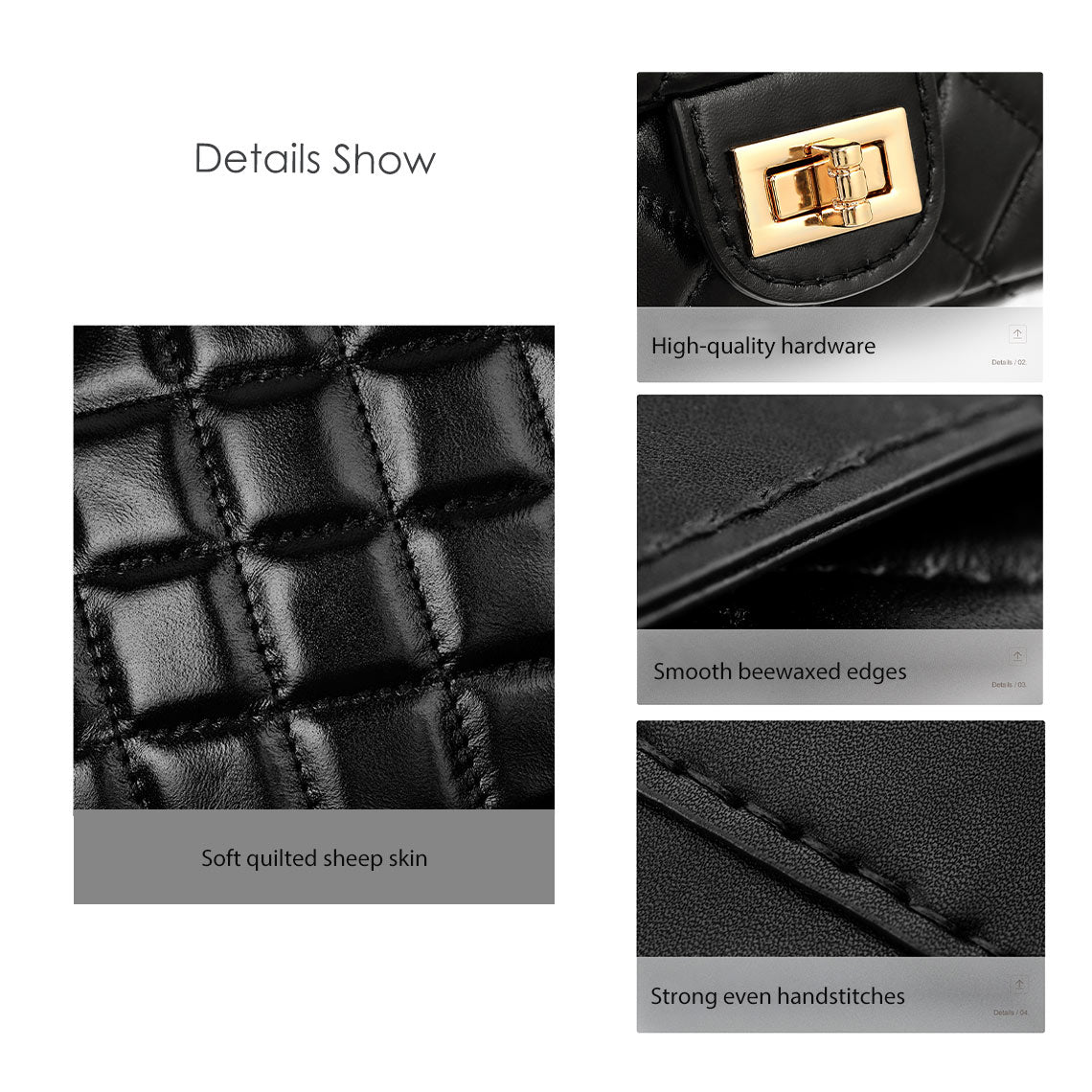 G8activist® Top Grain Leather Small Quilted Chain Bag DIY Kit - Image 7