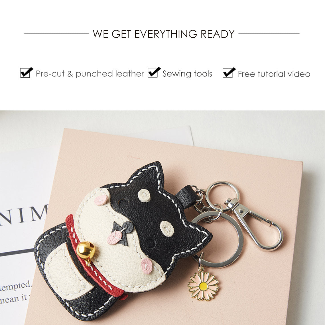 G8activist® Sheep Leather Shiba Inu Dog Keychain DIY Kit - Image 4