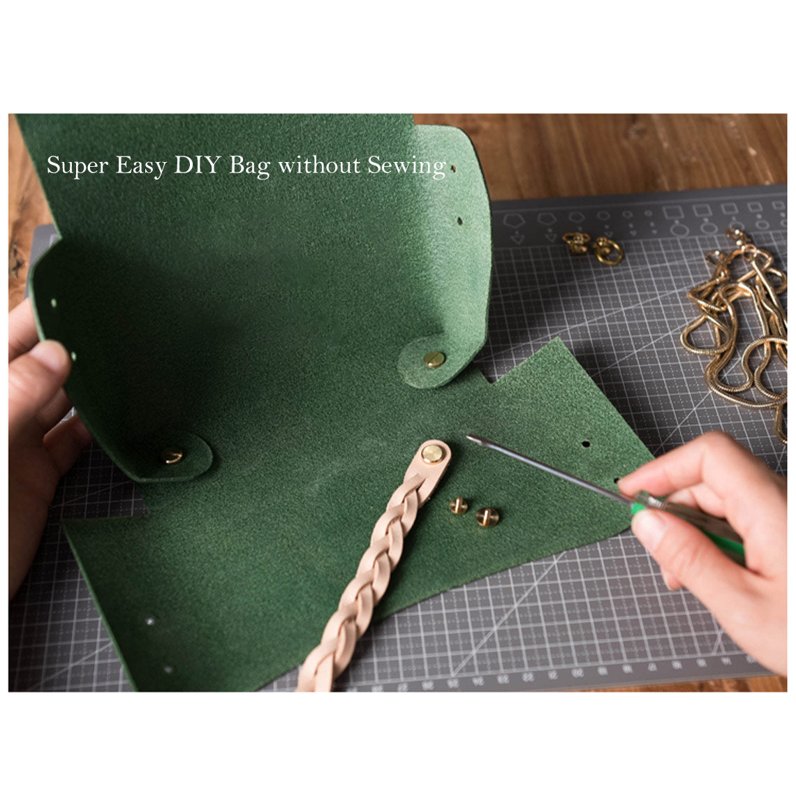 G8activist® Full Grain Leather No Sewing Crossbody Bag DIY Kit - Image 4