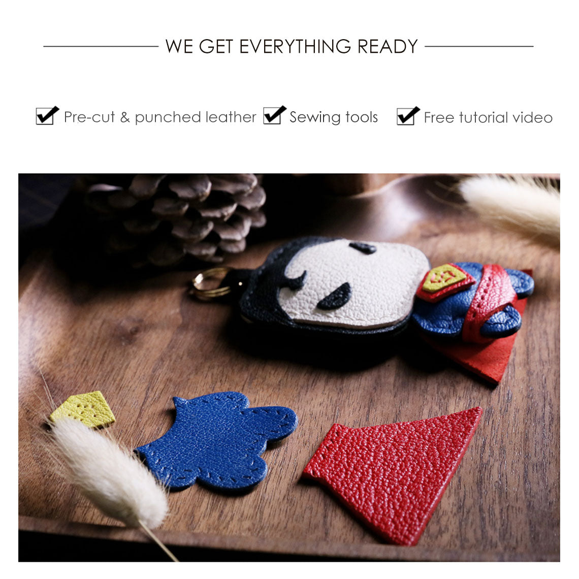 G8activist® Sheep Leather Superman Keychain DIY Kit - Image 3